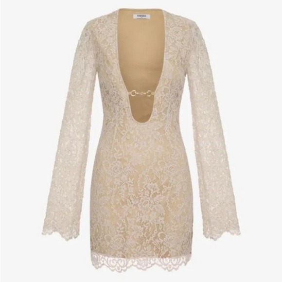 Rumored Fools Rush In Mini Short Lace Dress, Cream, Size S, NWT - Picture 2 of 14